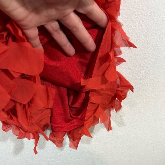 AIDAN MATTOX LADIES DRESS 4 RED SILK FLAPPER FRINGE MINI COCKTAIL DATE LOVE - Picture 3 of 13